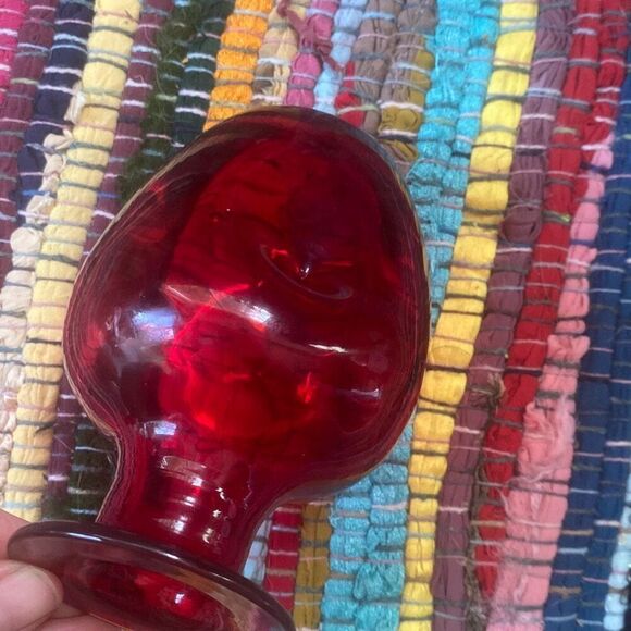 VINTAGE MCM RAINBOW GLASS RED PINCHED DECANTER NO STOPPER (BLENKO ERA) - Picture 4 of 12